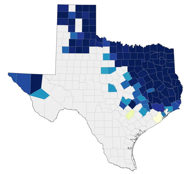 Hairy Woodpecker county map