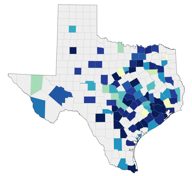 Helmeted Guineafowl county map