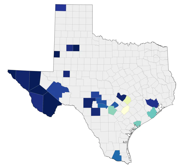 Hepatic Tanager county map