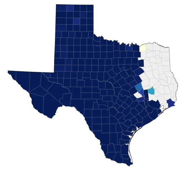 Ladder-backed Woodpecker county map