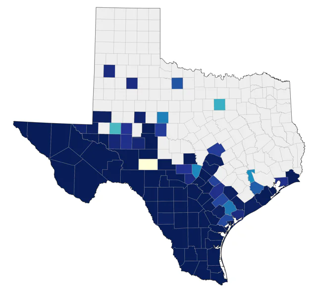 Lesser Nighthawk county map