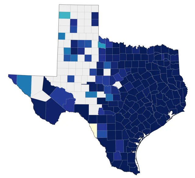 Little Blue Heron county map