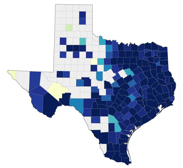 Louisiana Waterthrush county map