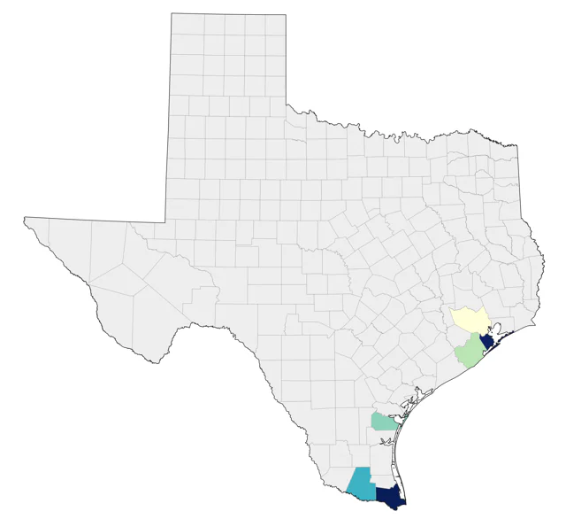Mangrove Cuckoo county map