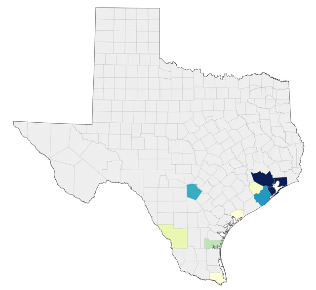 Nanday Parakeet county map