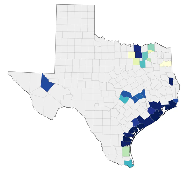 Nelson's Sparrow county map
