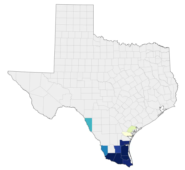 Northern Beardless-Tyrannulet county map