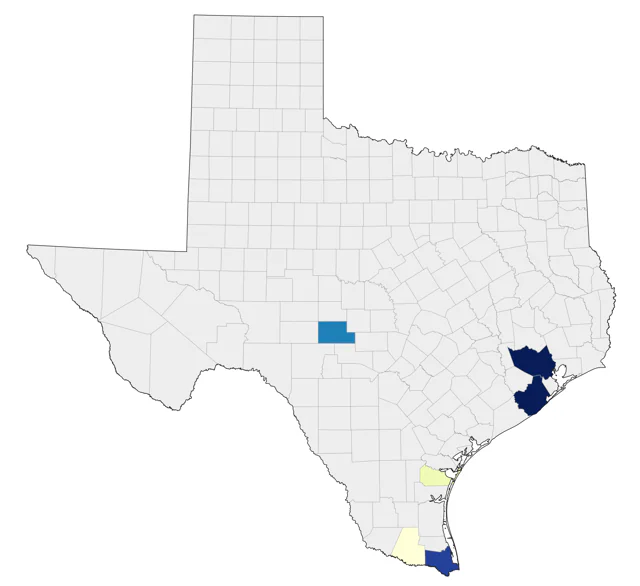 Piratic Flycatcher county map
