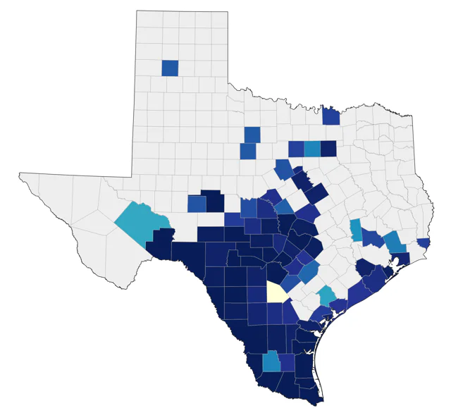 Ringed Kingfisher county map
