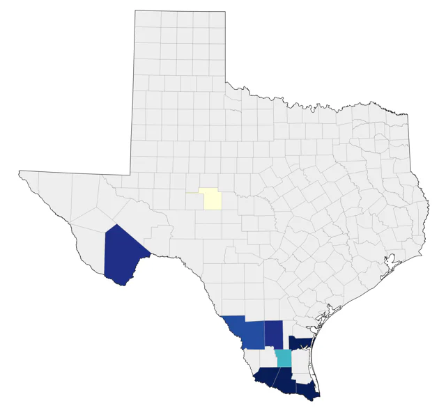 Rose-throated Becard county map