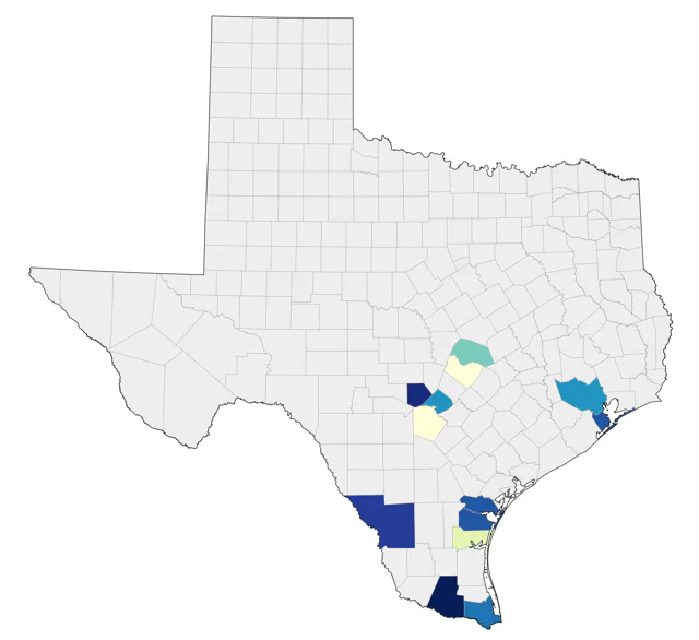 Rosy-faced Lovebird county map