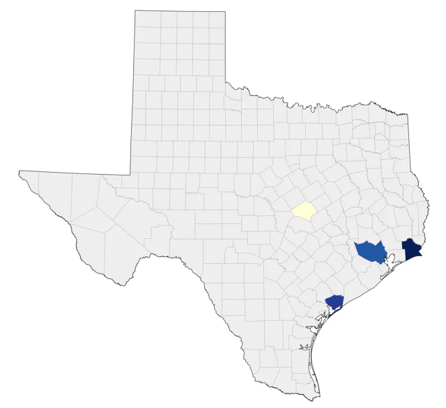 Shiny Cowbird county map