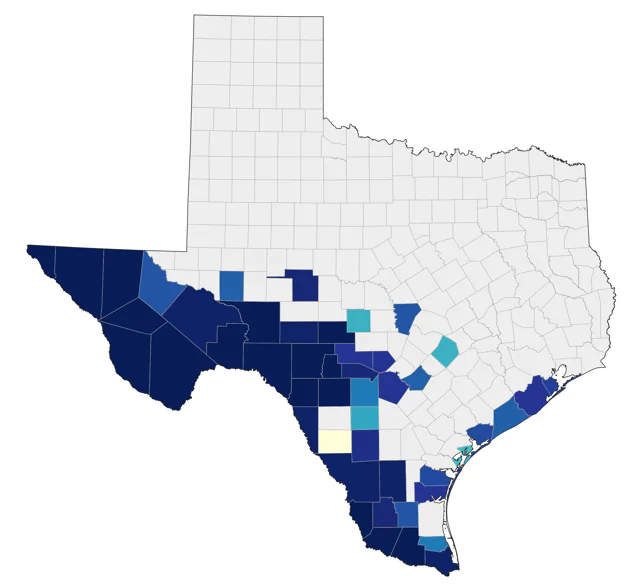 Varied Bunting county map