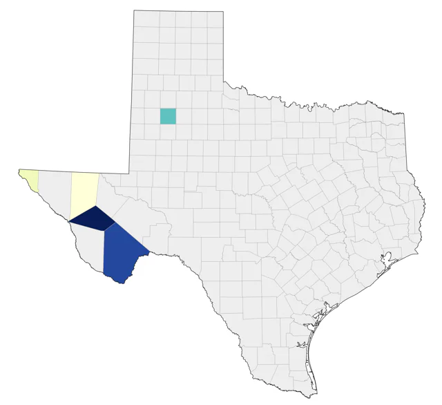 White-eared Hummingbird county map