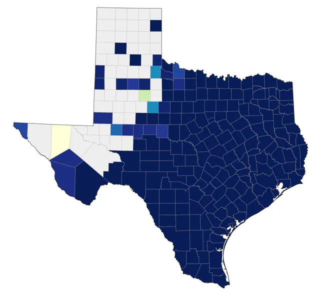 White-eyed Vireo county map