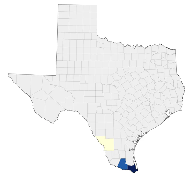 White-fronted Amazon county map