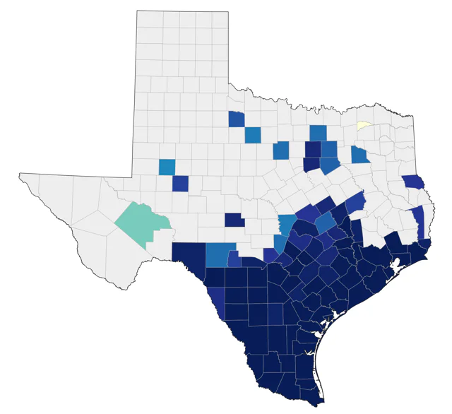 White-tailed Hawk county map