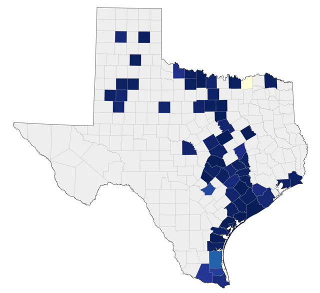 Whooping Crane county map