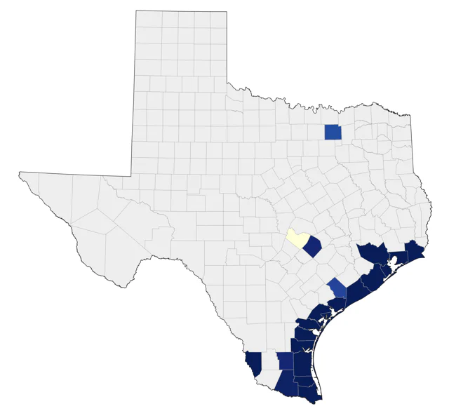 Wilson's Plover county map