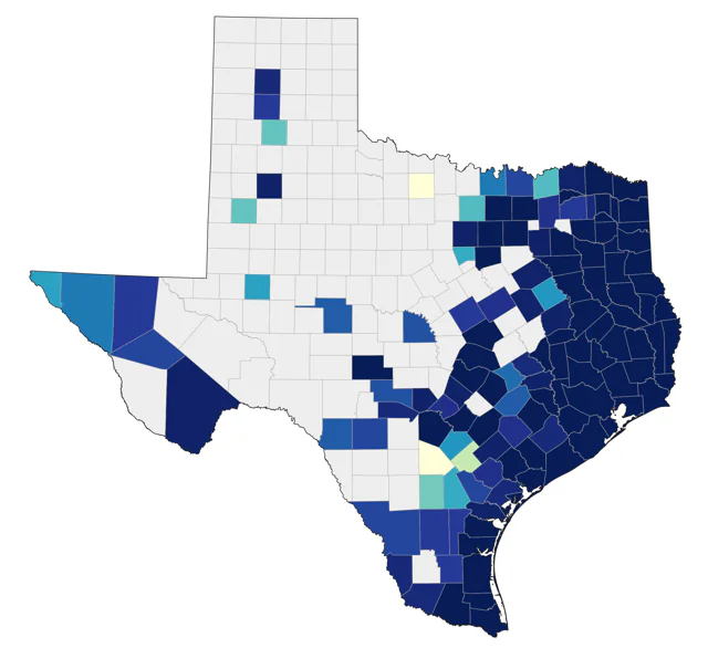 Wood Thrush county map