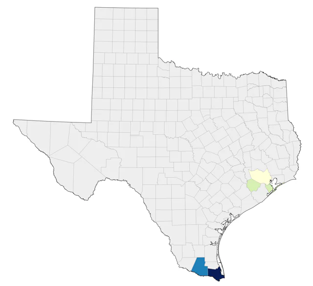 Yellow-chevroned Parakeet county map