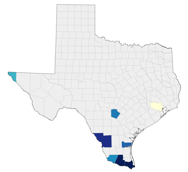 Yellow-headed Amazon county map