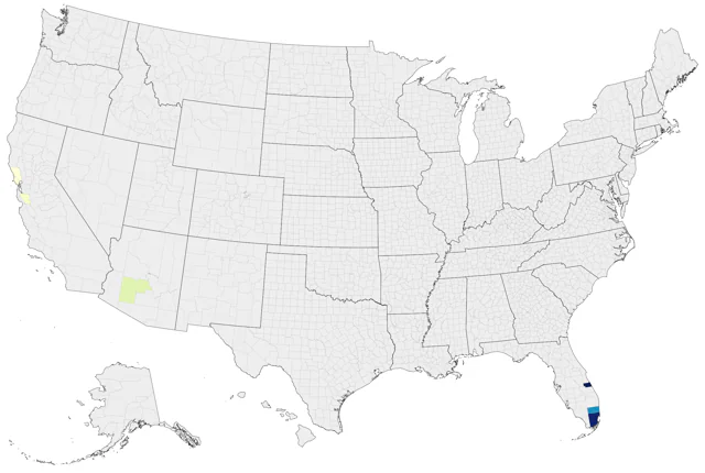 African Sacred Ibis county map
