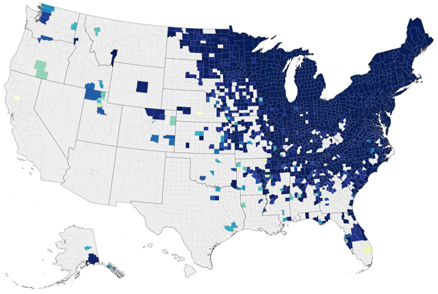 American Black Duck county map