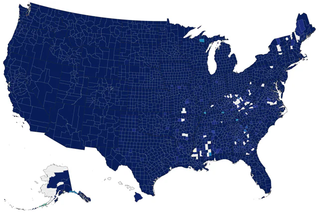 American Coot county map