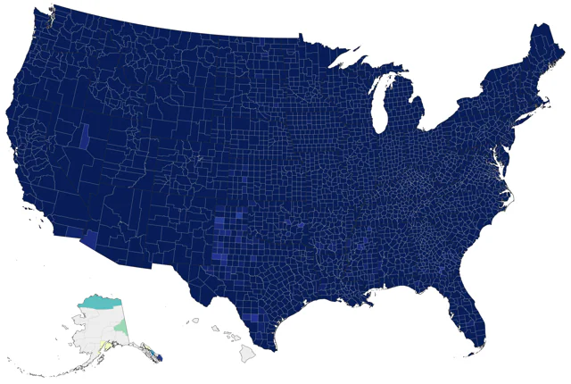 American Goldfinch county map