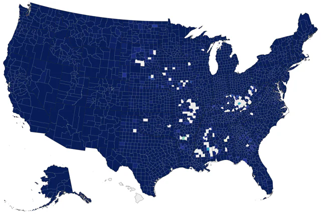 American Pipit county map