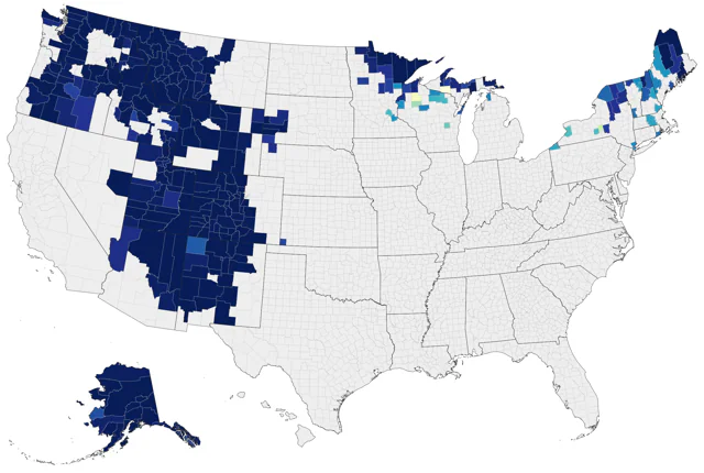 American Three-toed Woodpecker county map