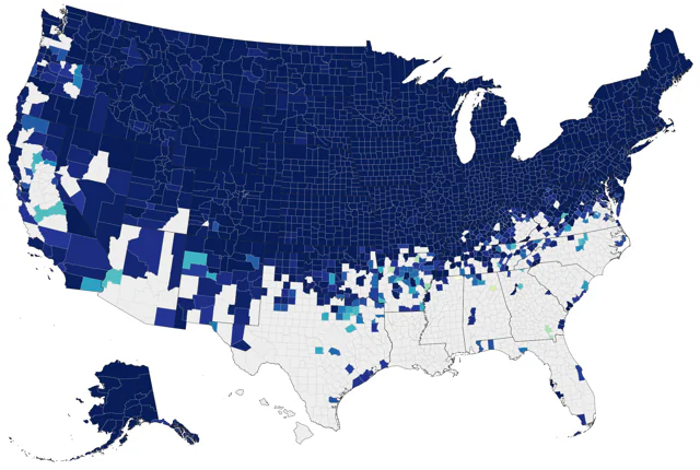 American Tree Sparrow county map