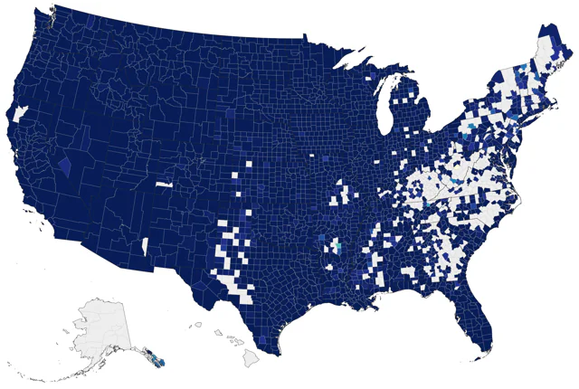 American White Pelican county map