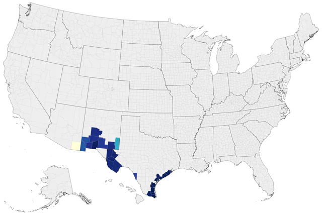 Aplomado Falcon county map