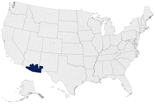 Arizona Woodpecker county map
