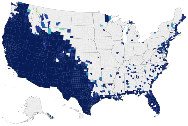 Ash-throated Flycatcher county map