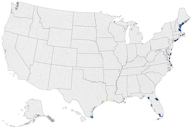Atlantic Yellow-nosed Albatross county map