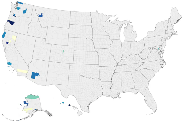 Baikal Teal county map