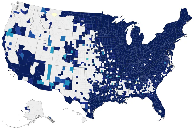 Bay-breasted Warbler county map