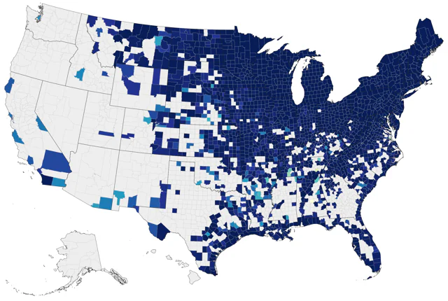 Black-billed Cuckoo county map