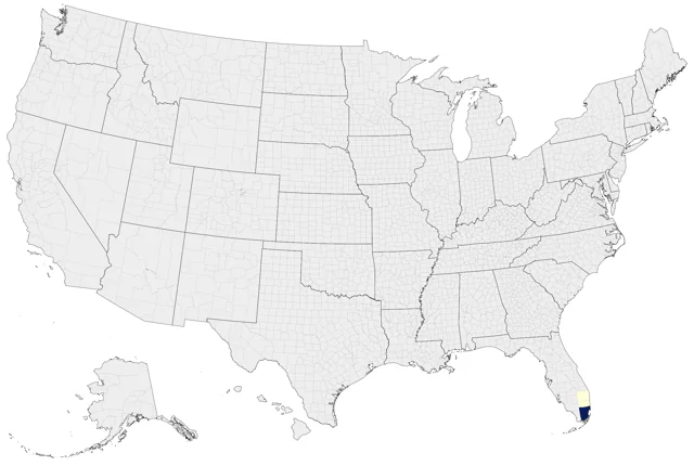 Black-casqued Hornbill county map