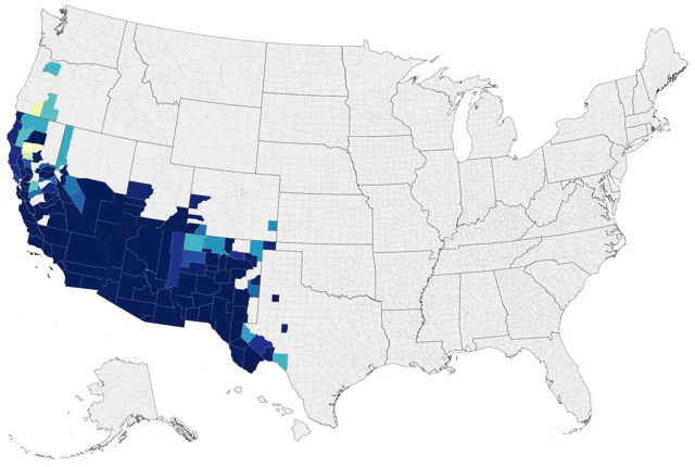 Black-chinned Sparrow county map