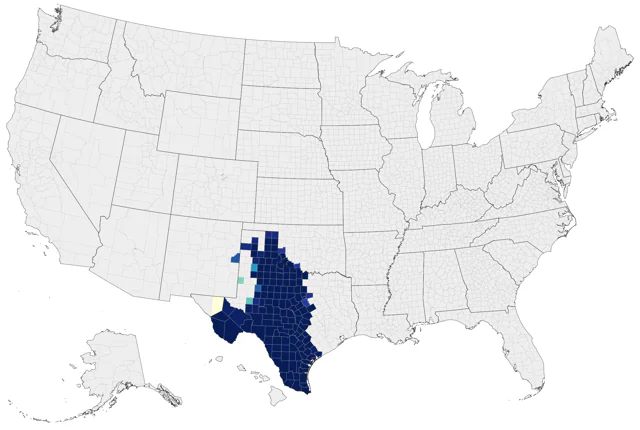 Black-crested Titmouse county map