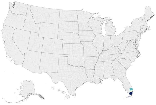 Black-faced Grassquit county map