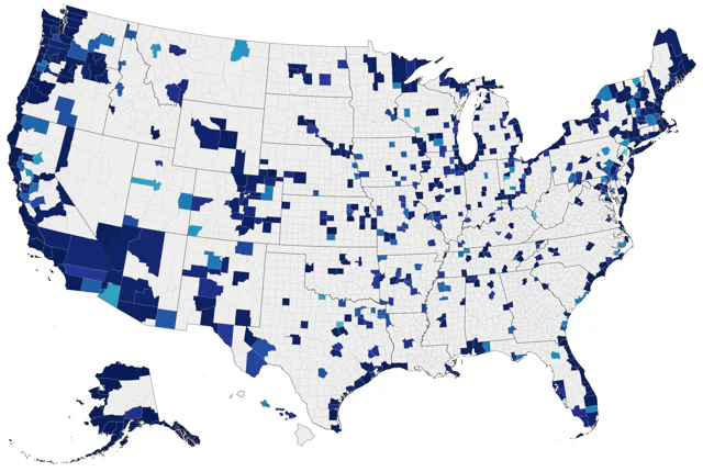 Black-legged Kittiwake county map