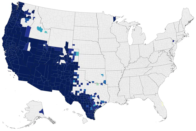 Black Phoebe county map