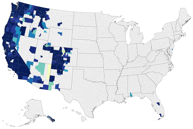 Black Swift county map