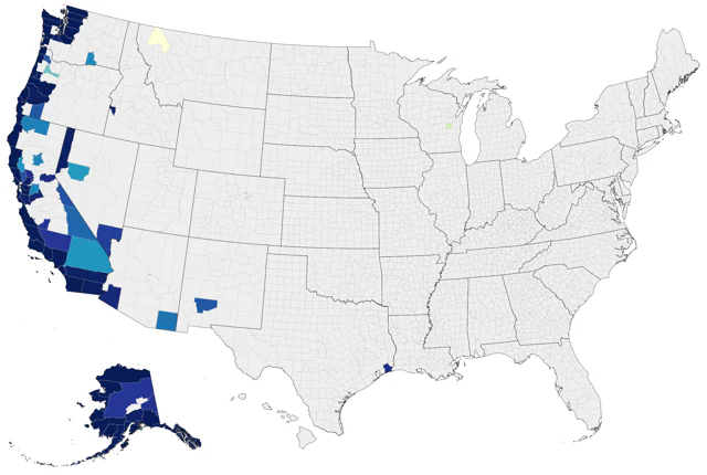 Black Turnstone county map