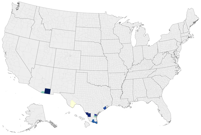 Black-vented Oriole county map